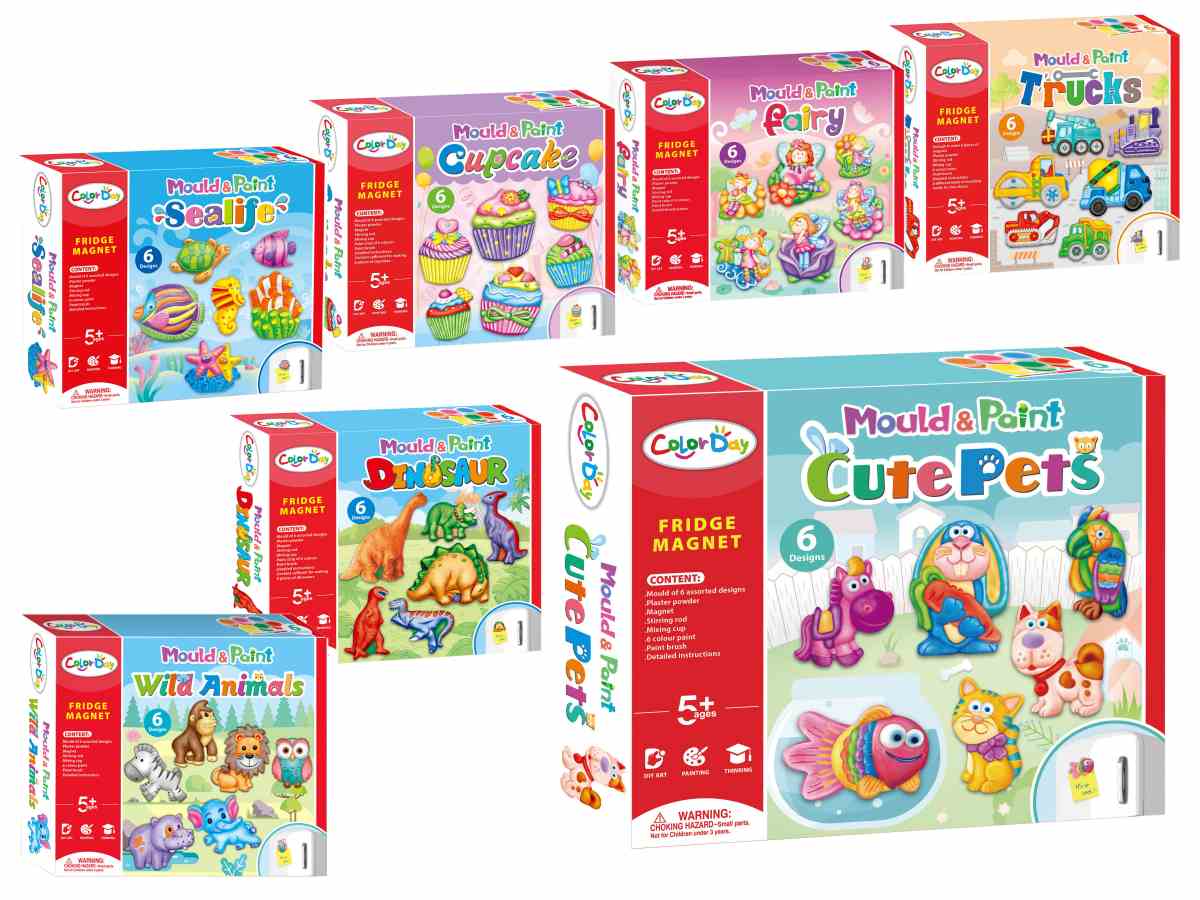 Sádrové odliatky s magnetom a farbami