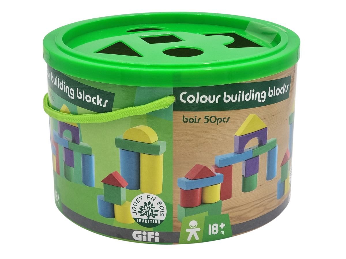 Drevené kocky 50 ks v kýbliku Drevené kocky 50 ks v kýbliku