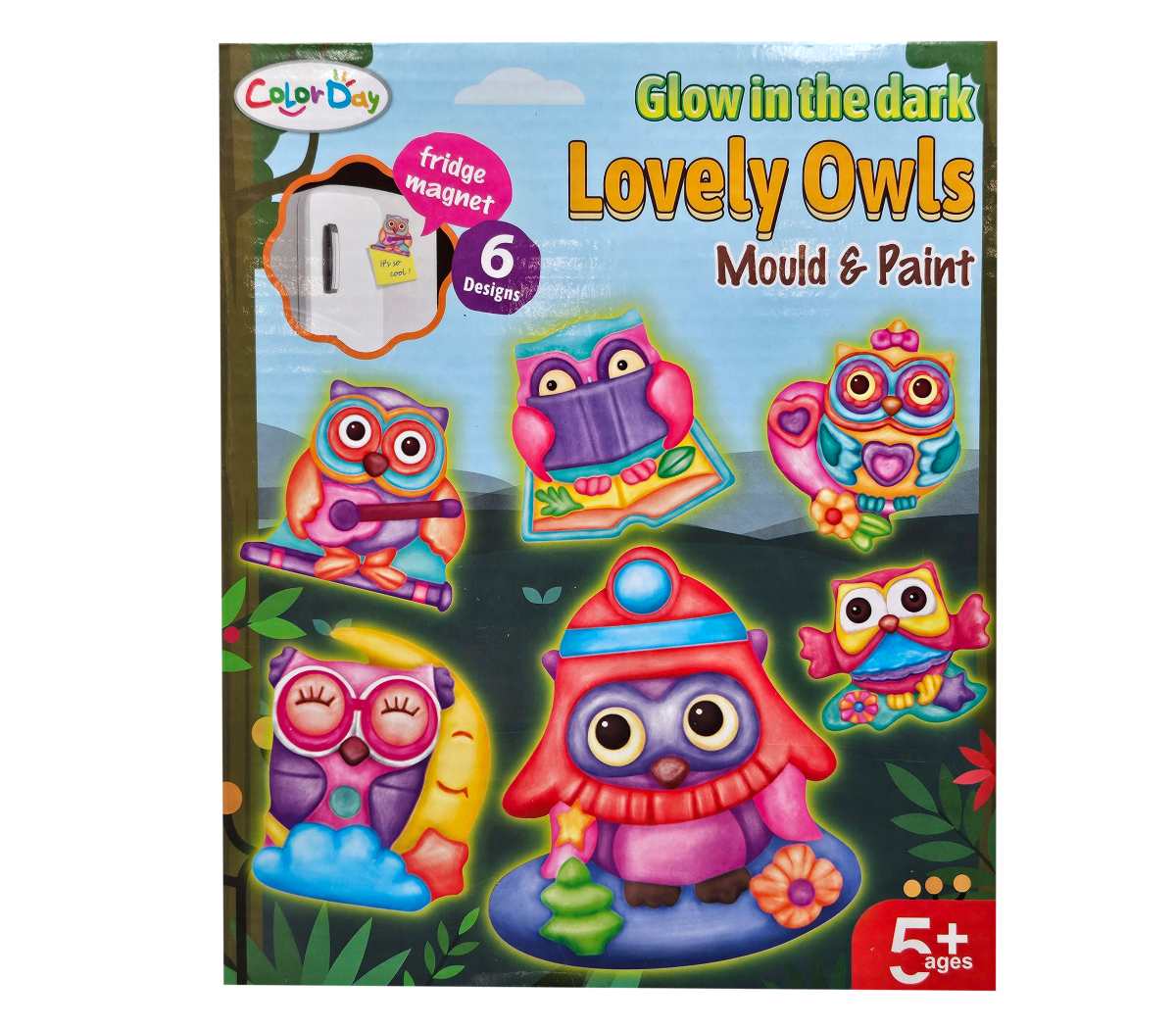 Sádrové odliatky s magnetom GLOW - sovičky