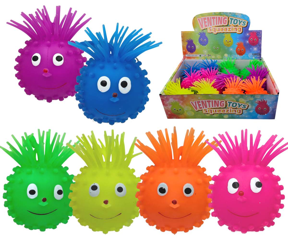 Stláčacia strapatá hlava so svetlom, 10cm