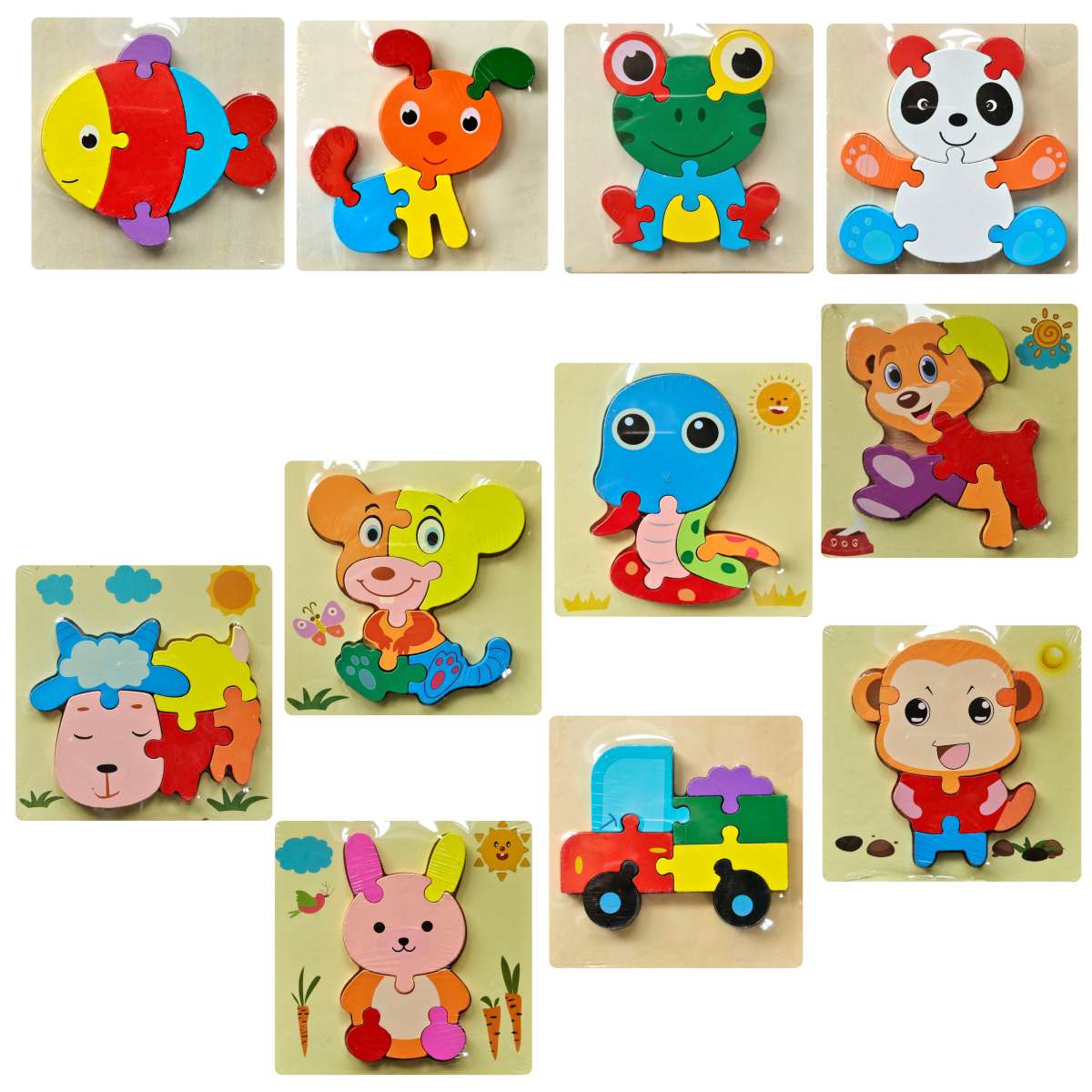 Detské drevené puzzle mix 15x15cm