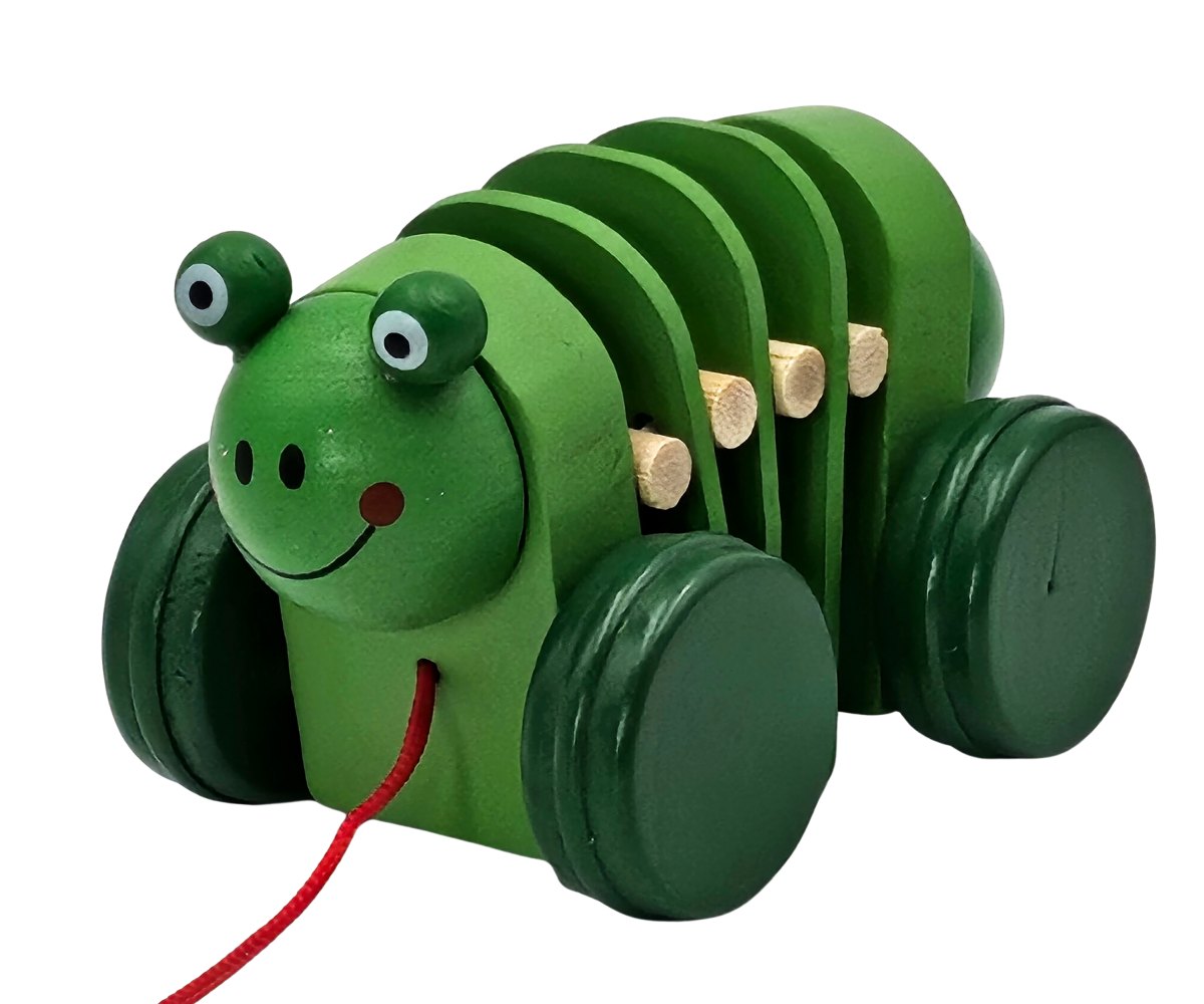 Žabka na kolieskach - drevo