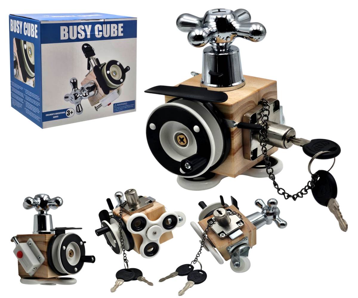 Hracia kocka mechnická - drevo