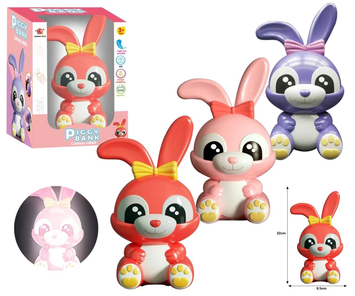 Pokladnička - zajačik so svetlom, 3 farby