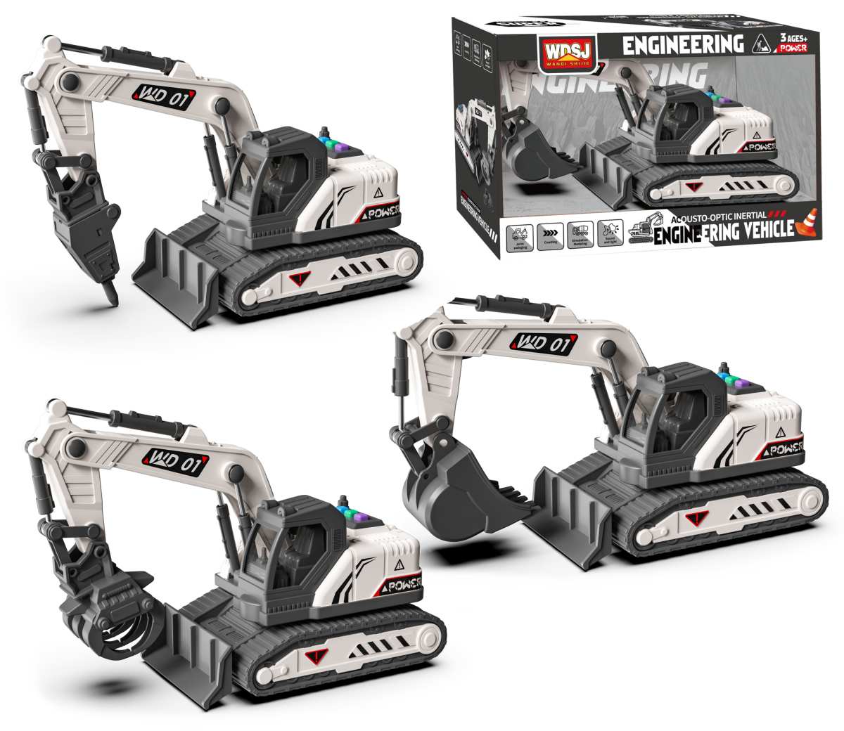 Technické stroje 1:18, svetlo, zvuk