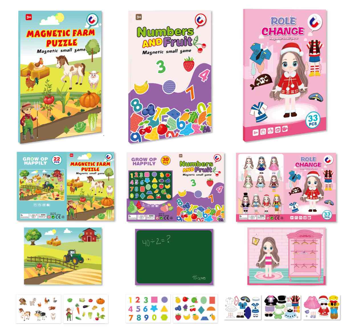 Magnetická knižka, 3 druhy