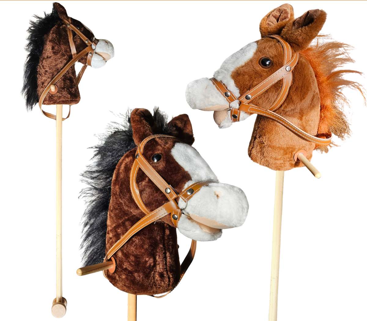 Plyšový koník na palici, zvuk 90cm